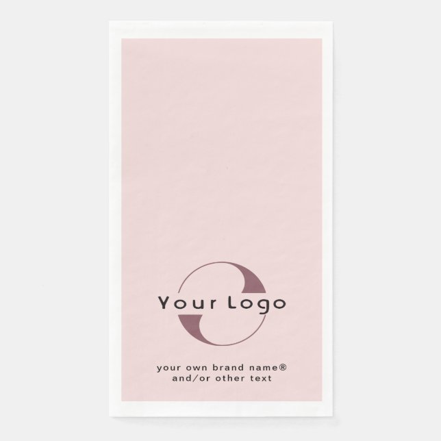 Serviette En Papier Logo + texte sur Blush rose Entreprise Marque (Devant)