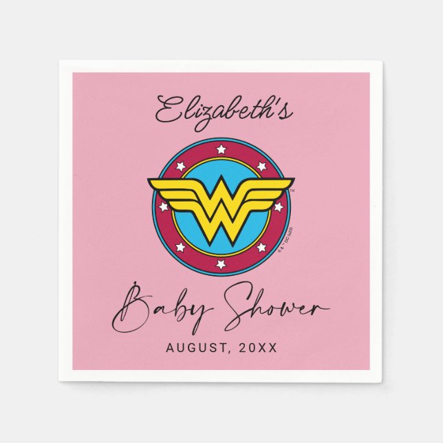 Serviette En Papier Logo Wonder Woman | Nouveau bébé bientôt (Devant)