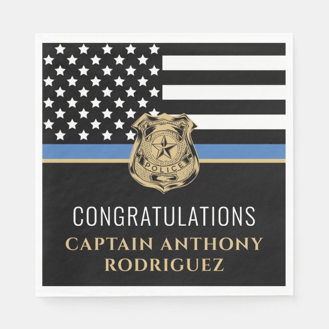 Serviette En Papier Loi sur la retraite de la police Ligne bleue mince (Devant)