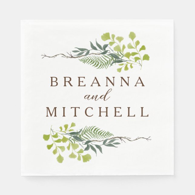Serviette En Papier Loin d'Eucalyptus Hand-Drawn Greenery Wedding (Devant)
