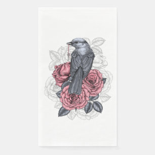 Serviette En Papier L'oiseau avec la clé argentée