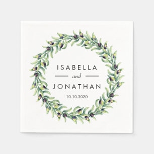 Serviette En Papier L'Olivier   Personnalisation du mariage rustique