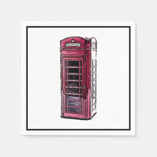 Serviette En Papier London Red Telephone Booth Iconic British Travel