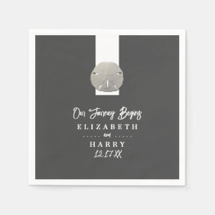 Serviette En Papier Lone Sand Dollar - Charcoal Grey - Beach Wedding