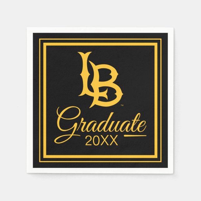Serviette En Papier Long Beach State Logo Graduation (Devant)