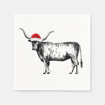 Longhorn Christmas Napkin