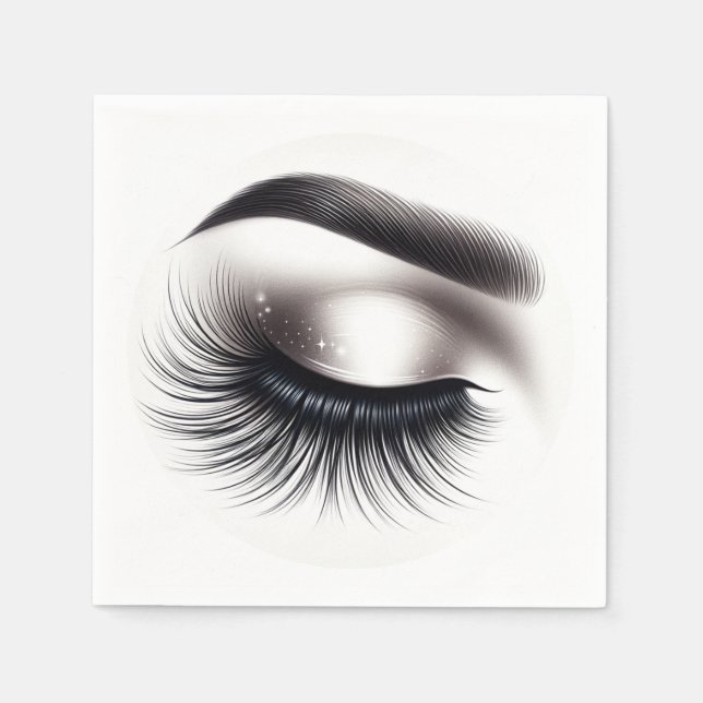 Serviette En Papier Longue Black Wispy Eyelashes Lash Extensions Beaut (Devant)