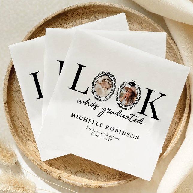 Serviette En Papier Look Who's Graduated Photo Graduation Party (Créateur téléchargé)
