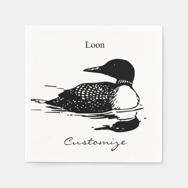 Serviette En Papier Loon Swimming Bird Art Thunder_Cove (Devant)