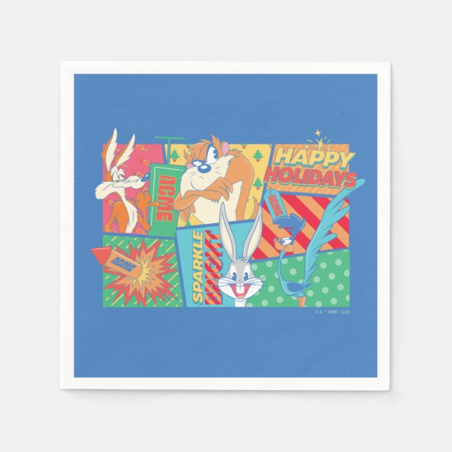 Serviette En Papier LOONEY TUNES™ | Joyeux Motif de vacances (Devant)