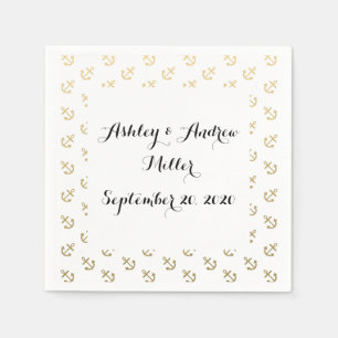 Serviette En Papier L'or ancre le motif blanc d'arrière - plan