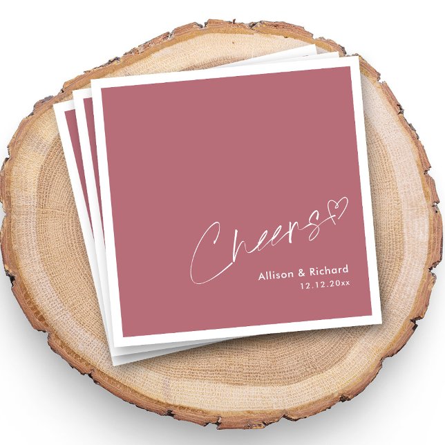 Serviette En Papier L'or Rose pétillant ! Cheers blancs et Mariage de  (Cheers Rose Gold Wedding Napkins - Customizable )