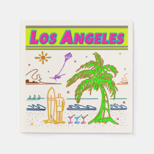 Serviette En Papier "Los Angeles" Surfer Beach Napkins
