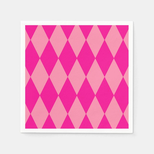Serviette En Papier Losanges Damier Rose Clair et Foncé Harlequin  (Devant)