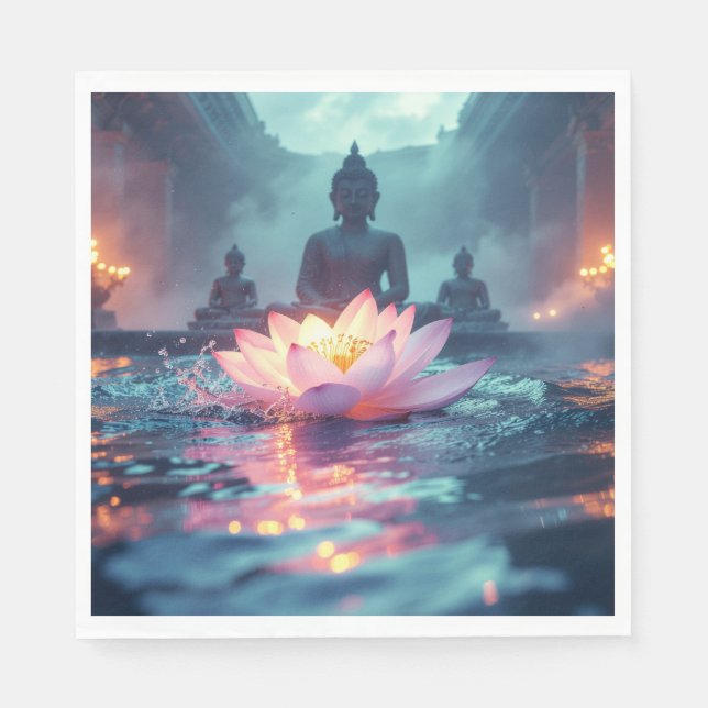SERVIETTE EN PAPIER LOTUS - BOUDDHISME ZEN (Devant)