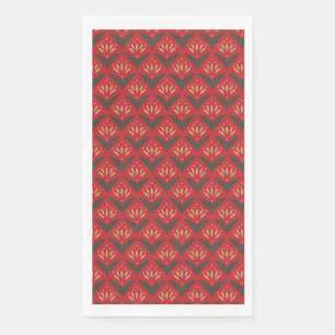 Serviette En Papier Lotus doré rouge motif ethnique vintage