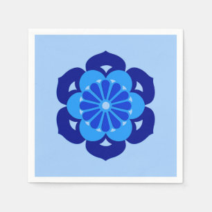 Serviette En Papier Lotus Flower Mandala, Indigo et bleu clair