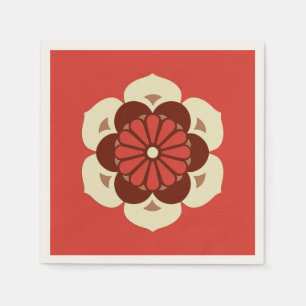 Serviette En Papier Lotus Flower Mandala, Mandarin Orange