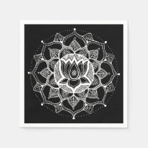 Lotus Mandala noir et blanc