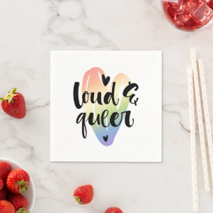 Serviette En Papier Loud et Queer  Coeur aquarelle