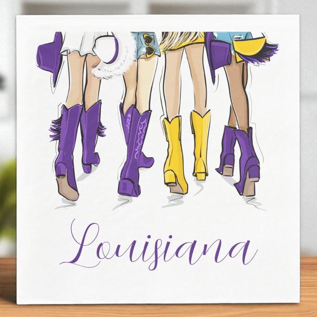 Serviette En Papier Louisiana Ladies / Purple Yellow Cowboy Boots Hats (Créateur téléchargé)