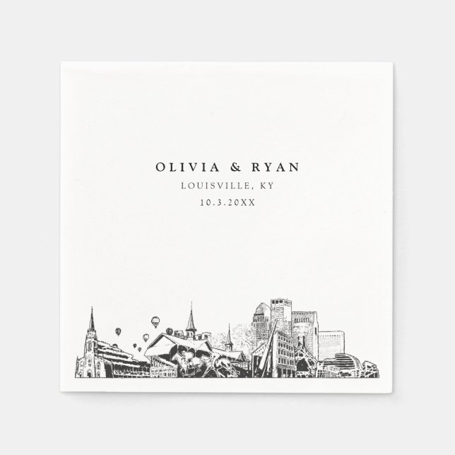 Serviette En Papier Louisville Skyline Mariage papier Cocktail Napkin (Devant)