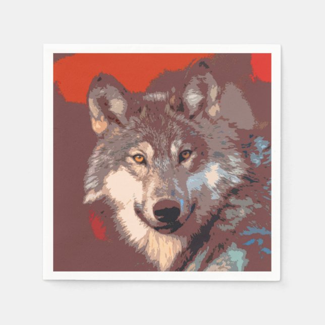Serviette En Papier Loup 043 (Devant)