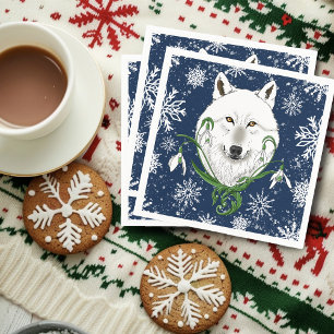 Serviette En Papier Loup Arctique Blanc Mystique Neige Bleue Galanthus