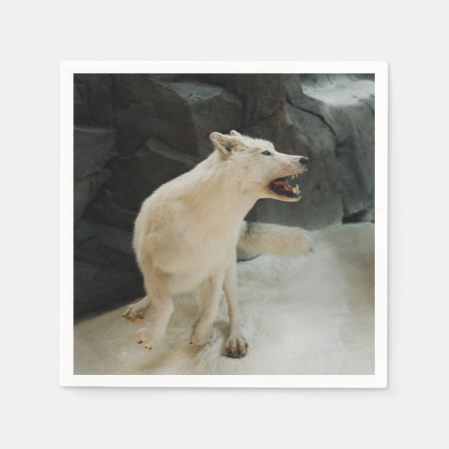 Serviette En Papier Loup blanc (Devant)