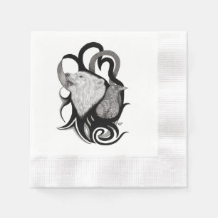 Serviette En Papier Loup blanc avec art tribal coréen