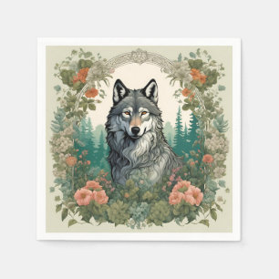Serviette En Papier Loup Cottagecore