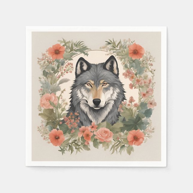 Serviette En Papier Loup Cottagecore (Devant)