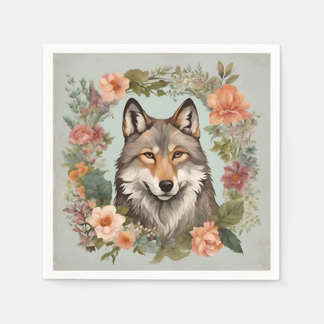 Serviette En Papier Loup Cottagecore (Devant)