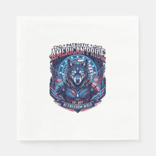 Serviette En Papier Loup cyberpunk de la liberté de l'IA patriotique F