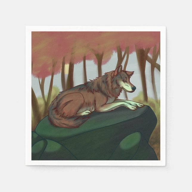 Serviette En Papier Loup européen (Devant)