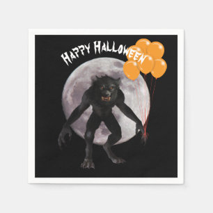 Serviette En Papier Loup-garou d'Halloween avec ballons