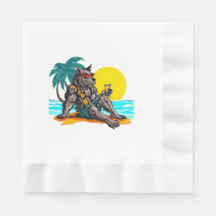 Serviette En Papier loup-garou en vacances