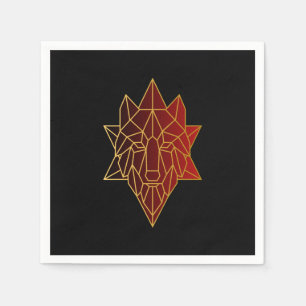 Serviette En Papier Loup géométrique Gold luxe dégradé rouge