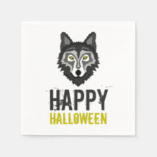Serviette En Papier Loup Gris, Bonne Halloween