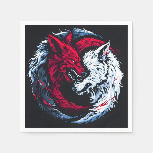 Serviette En Papier Loup lunaire double sauvage (Devant)