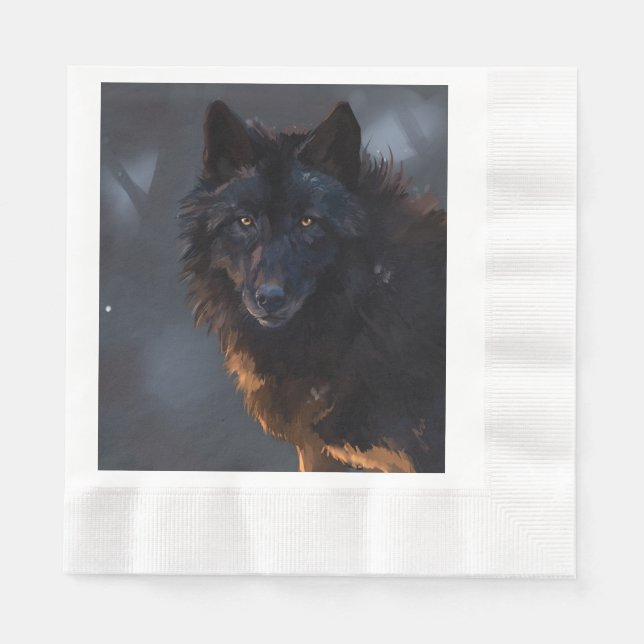 Serviette En Papier Loup noir (Devant)