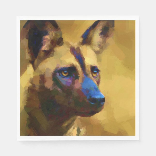 Serviette En Papier Loup peint (Devant)