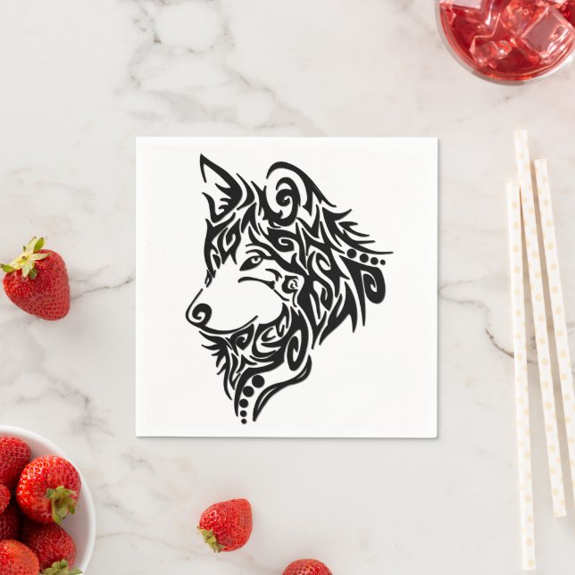 Serviette En Papier Loup tribal (En situation)
