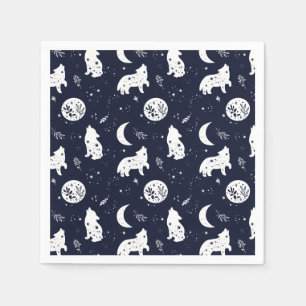 Serviette En Papier Louveteau hurleur à la lune