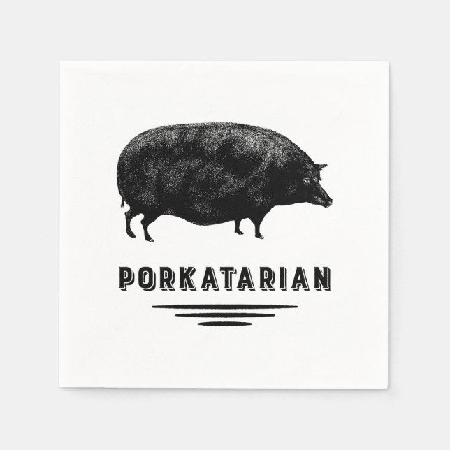 Serviette En Papier Louveur de bacon - Porkatarian - Pig antique (Devant)