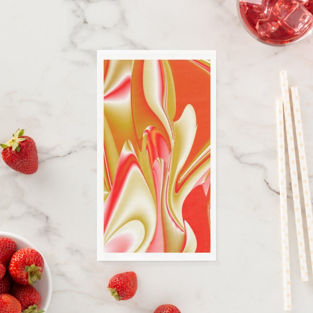 Serviette En Papier Love and Gold Abstrait 3D Rainbowart (En situation)