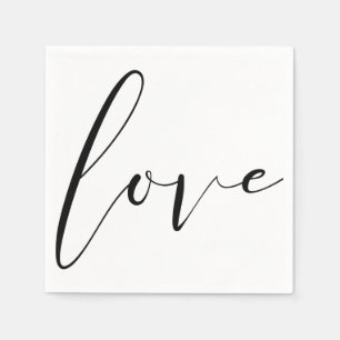 Serviette En Papier LOVE Black White Typographie moderne Mariage