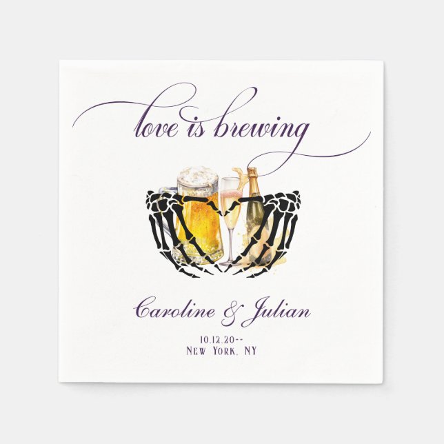 Serviette En Papier Love Brewing Gothic Bubbles & Brews Couples Douche (Devant)