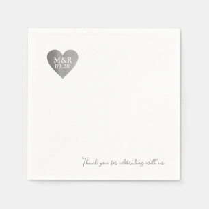 Serviette En Papier Love Celebration Personnalisée Grey Heart