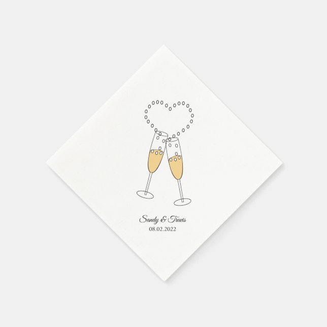 Serviette En Papier Love & Champagne Texte Personnalisé Cocktail Napki (Coin)